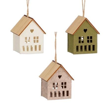 100% FSC wooden Christmas house ornament, 3''