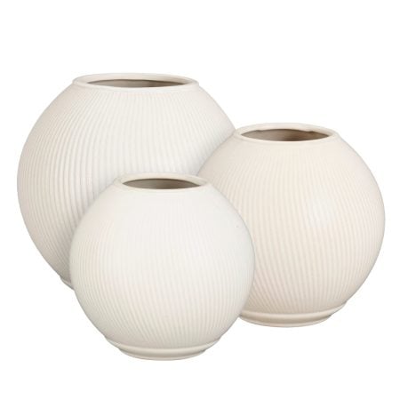 Circular off white ceramic flower vase