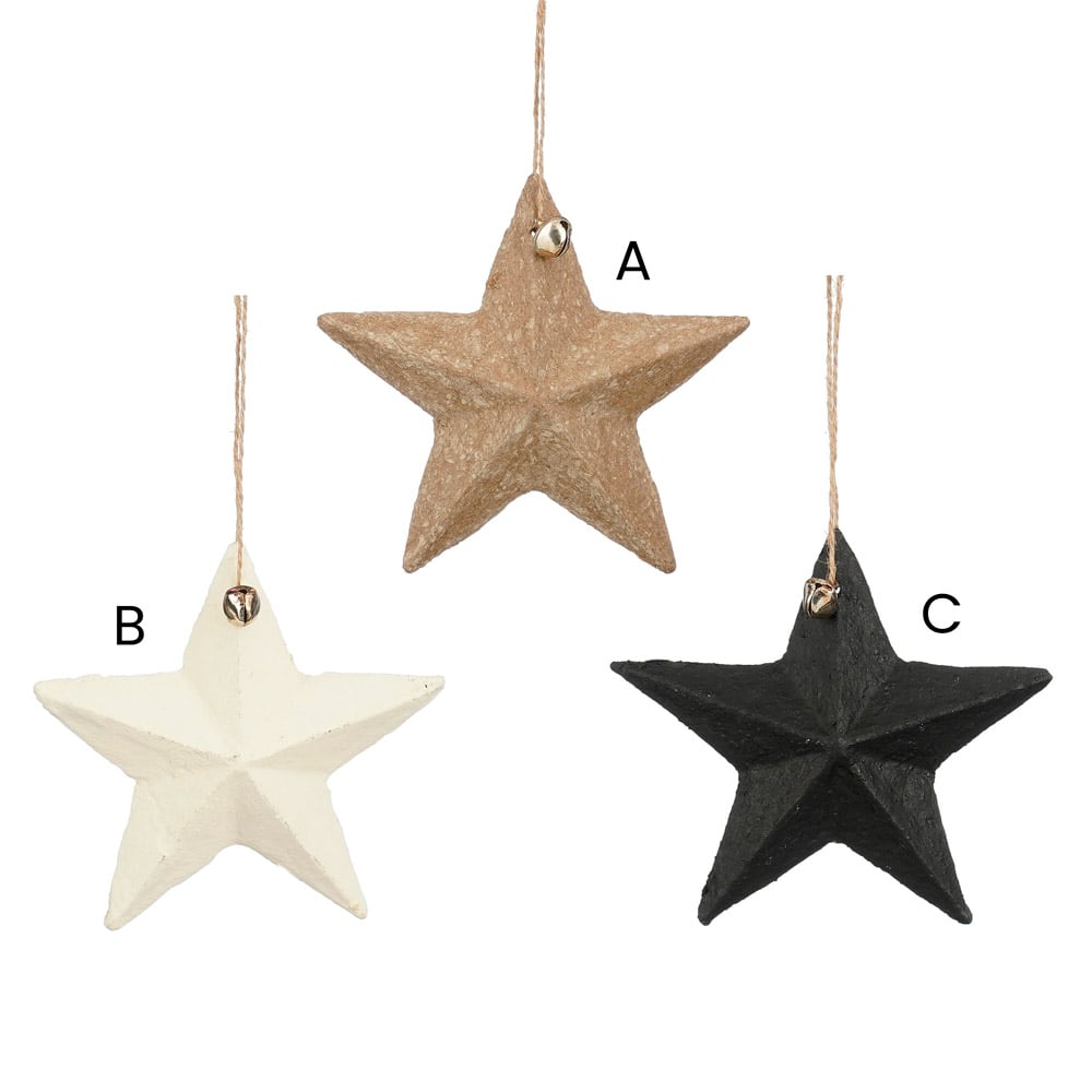 Ornement de Noël étoile en papier mâché recyclé - Décors Véronneau