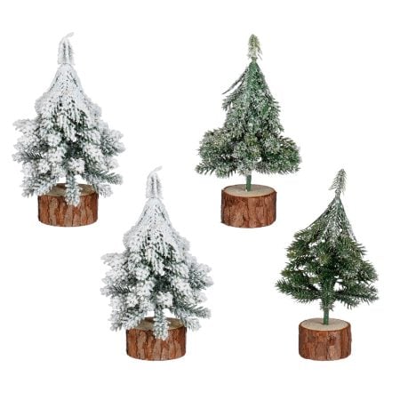 Petite décoration de Noël sapin sur rondin pour village, 6''