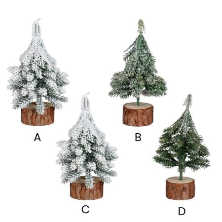 Petite décoration de Noël sapin sur rondin pour village, 6'' - Décors Véronneau