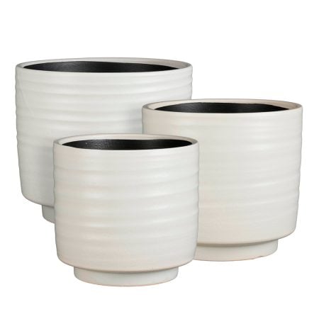 Off white textured ceramic planter