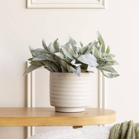 Off white textured ceramic planter - Décors Véronneau