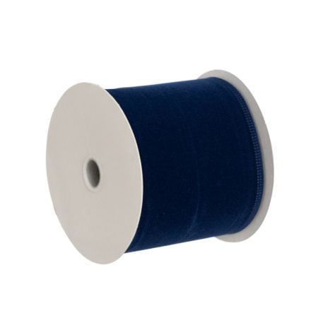 Ruban de Noël bleu marin en velours, 30' x 4''