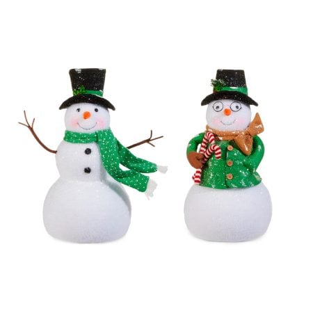 Green woodland snowman Christmas decoration, 18,5''