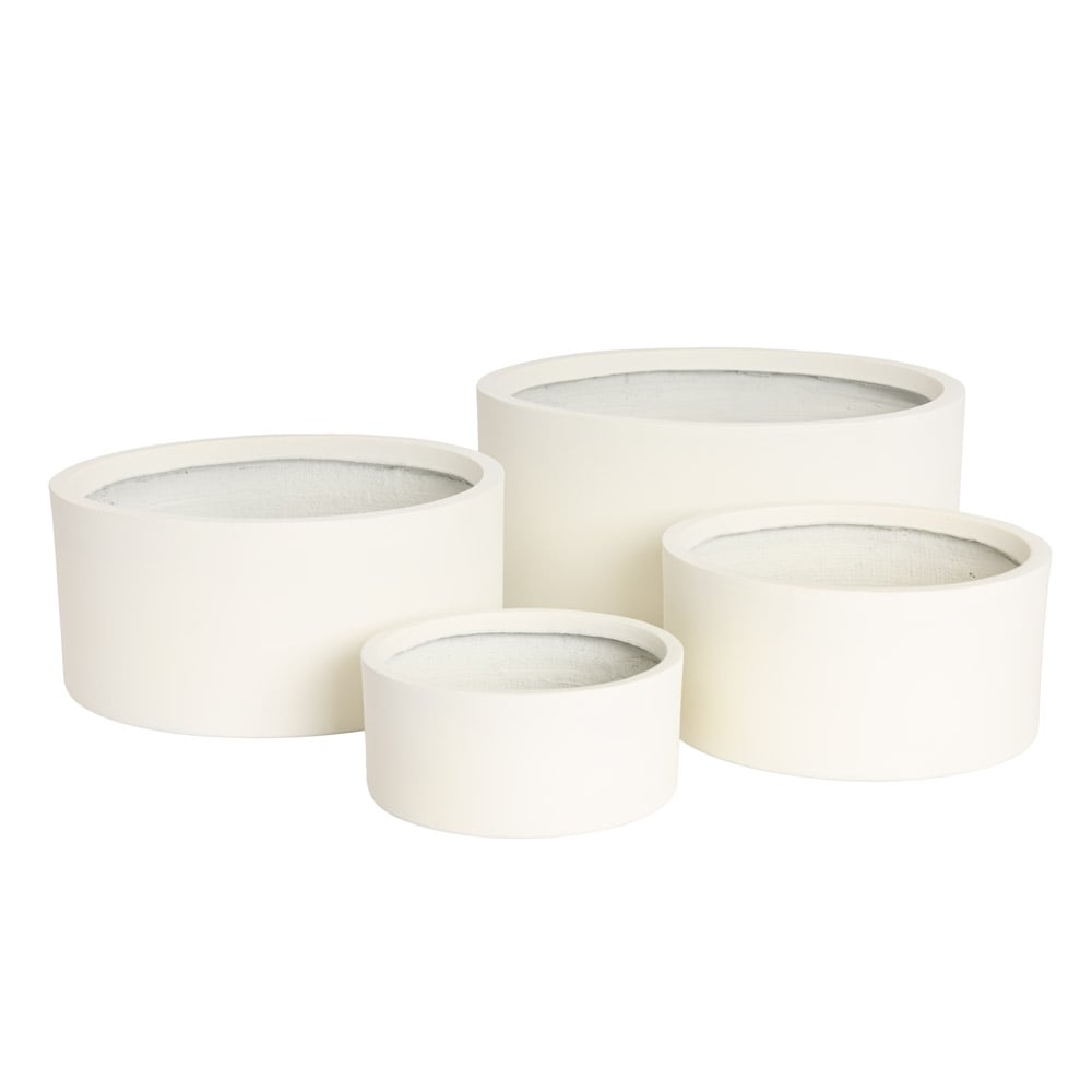 Matte white fibercement low planter - Décors Véronneau