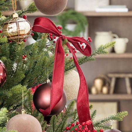 Ruban de Noël bourgogne royal en velours, 30' x 1,5'' - Décors Véronneau