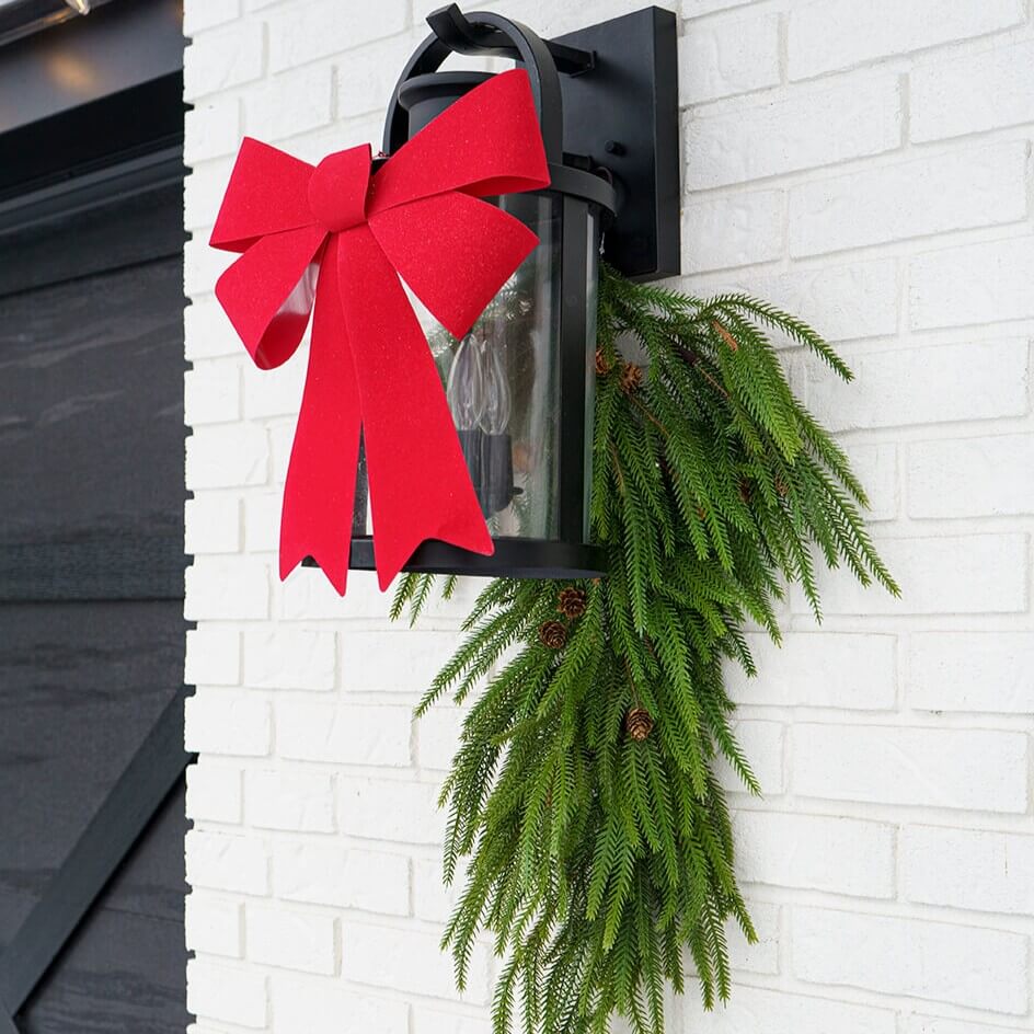 Boucle de Noël rouge extérieure gerbe - Décors Véronneau