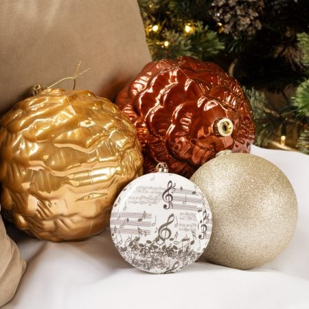 Giant pine cone textured Christmas bauble, 8'' - Décors Véronneau