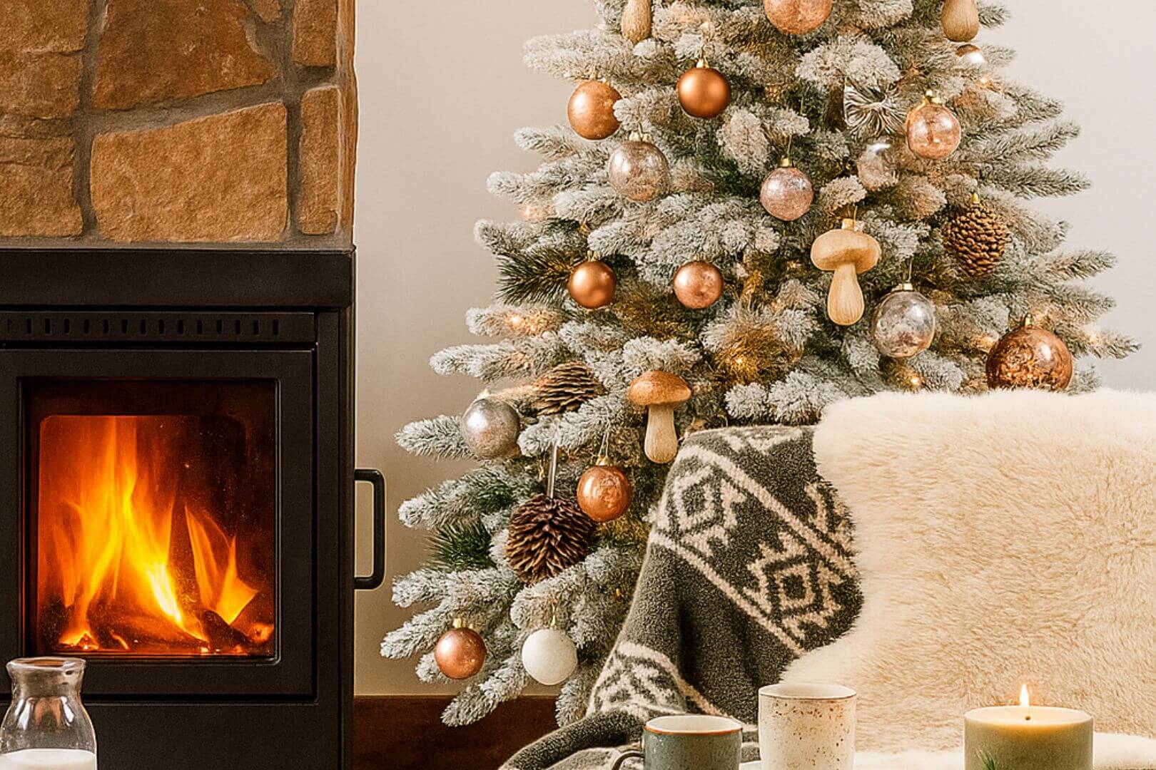 Sapin de Noël rustique enneigé - Décors Véronneau