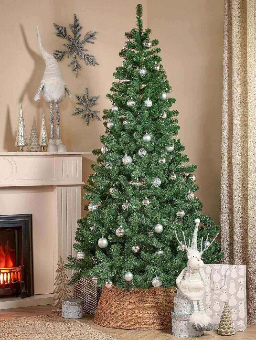 Grand cache-pied en jute avec sapin de Noël - Décors Véronneau