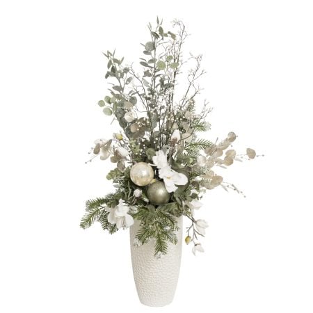 Tall modern white floor Christmas arrangement