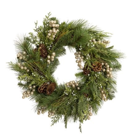 Champagne berry decorated Christmas wreath