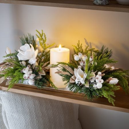 Centre de table avec bougie de Noël - Décors Véronneau
