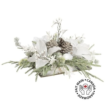 Centre de table rustique avec hibiscus blancs