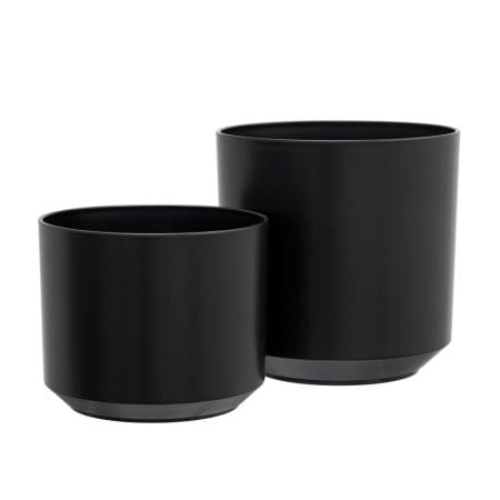 Pot extérieur noir mat arrondi en plastique