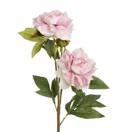 Tige artificielle avec trio de pivoines roses, 29,5''
