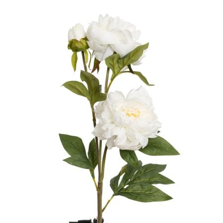 Tige artificielle avec trio de pivoines blanches, 29,5''