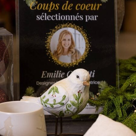 Decorative holly Christmas bird, 6'' - Décors Véronneau