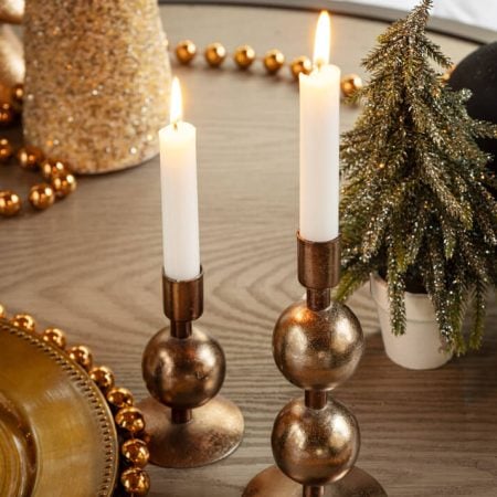 Handmade metal rounded candle holder, 7'' - Décors Véronneau