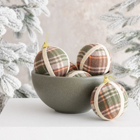 Boule de Noël à carreaux verts et crème, 3'' - Décors Véronneau