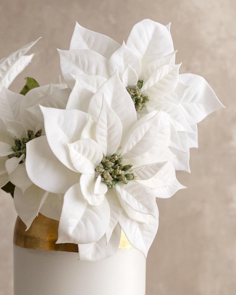 White velvet Christmas poinsettia flower - Décors Véronneau