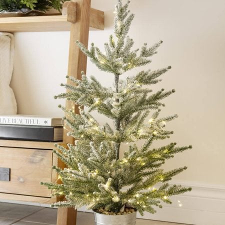 Artificial snowy potted Christmas tree, 30'' - Décors Véronneau