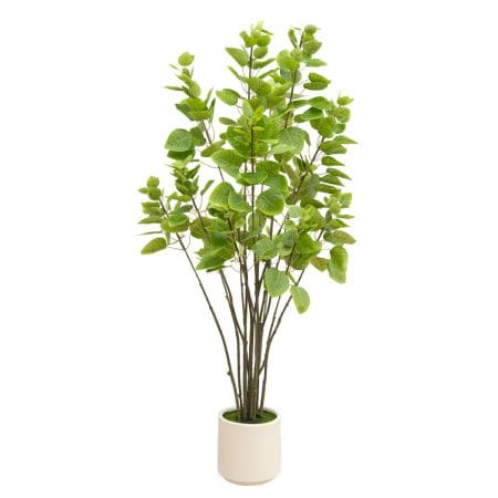 Artificial smoke tree in a off-white pot, 48''