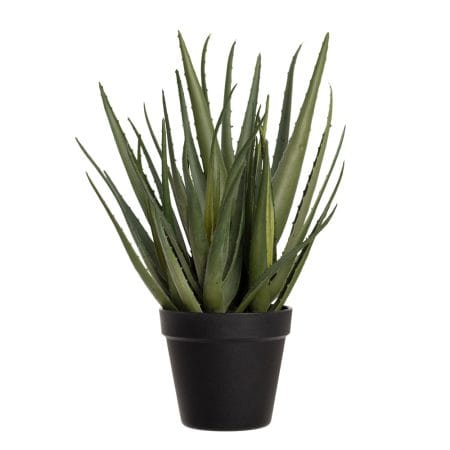 Potted faux verdigris aloe vera plant, 15''