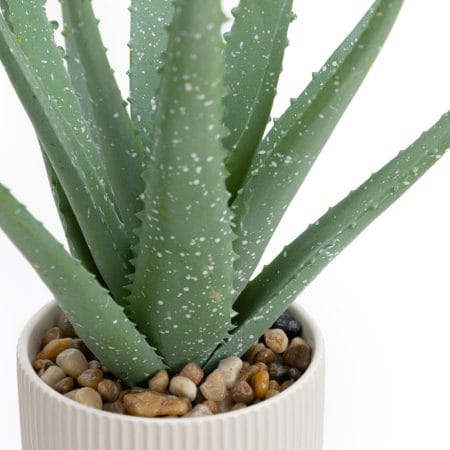 Artificial aloe plant in a white ceramic planter, 17,5'' - Décors Véronneau