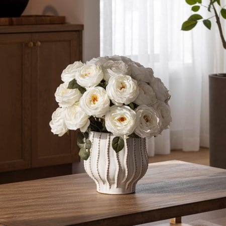 Bouquet de roses anglaises crème artificielles, 18'' - Décors Véronneau