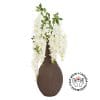 Arrangement floral de wisteria blanc en vase brun - Décors Véronneau