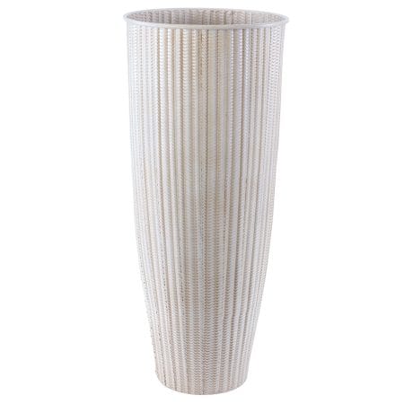 Large antique cream ribbed iron planter, 49 x 21''