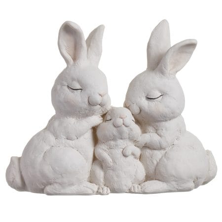 Statuette famille de lapins blancs, 7''