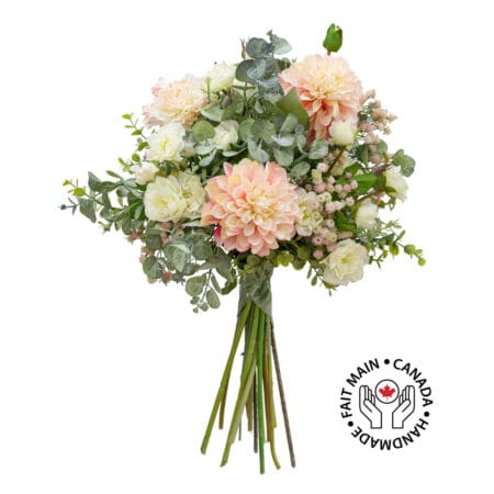 Bouquet de fleurs artificielles roses et crème