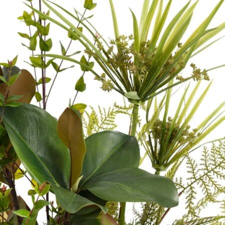 Arrangement de plantes artificielles en jardinière basse - Décors Véronneau