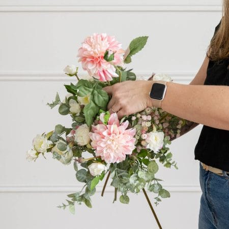 Fleur artificielle de dahlia rose et crème, 24'' - Décors Véronneau