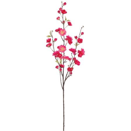 Branche de fleurs de cerisier rose fuchsia artificiel, 48''