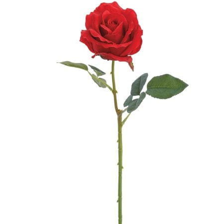 Rose rouge ouverte artificielle, 24,5''