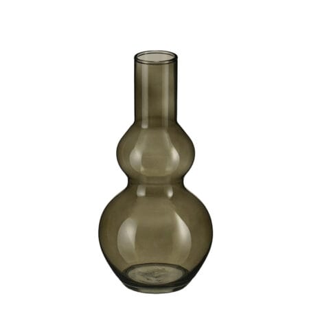 Amber glass hourglass flower vase, 11 x 5''