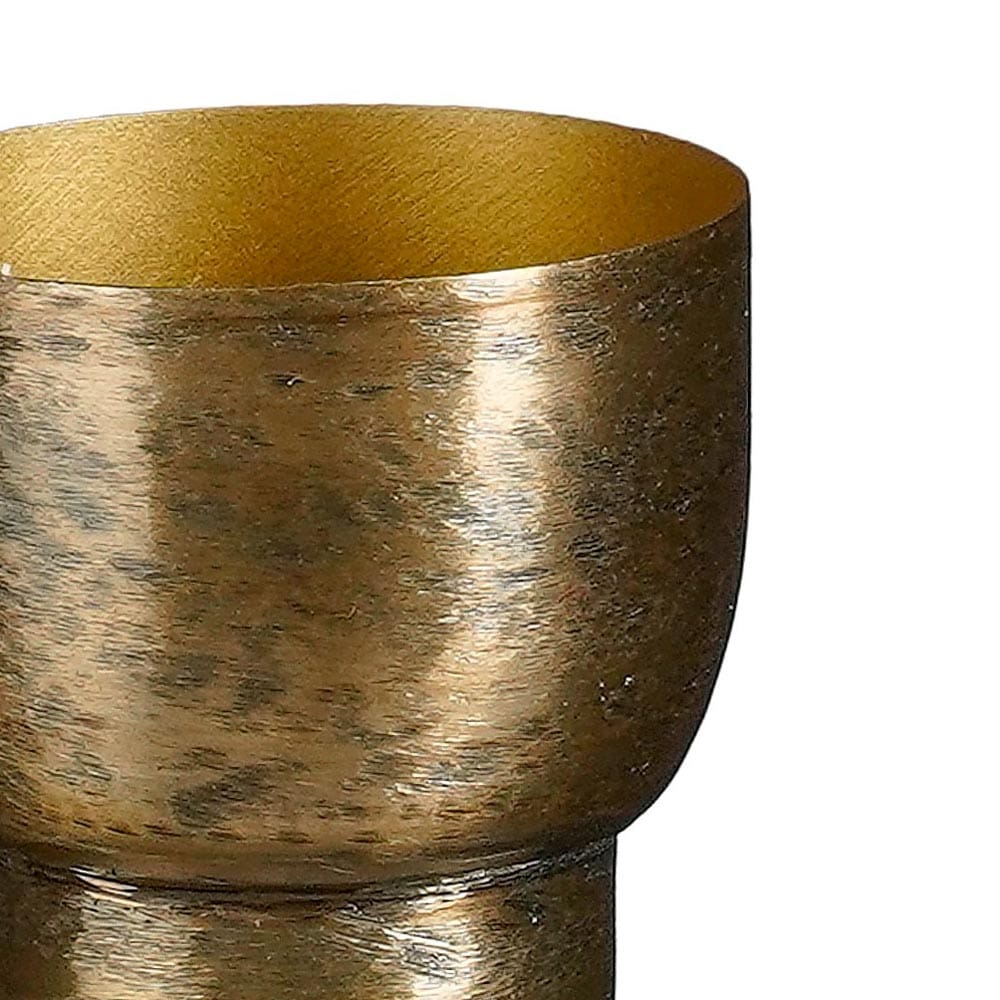 Mini pot rond doré antique en fer fait main - Décors Véronneau