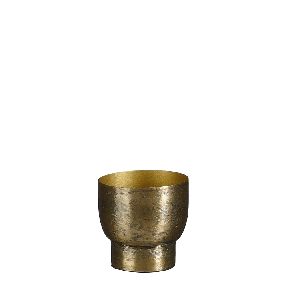 Mini pot rond doré antique en fer fait main - Décors Véronneau