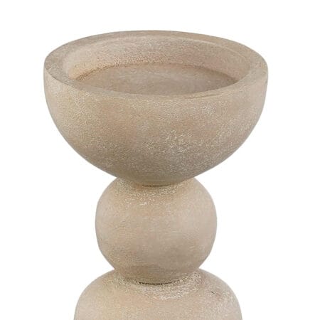 Beige white wash aluminum candle holder, 6,5 x 3'' - Décors Véronneau