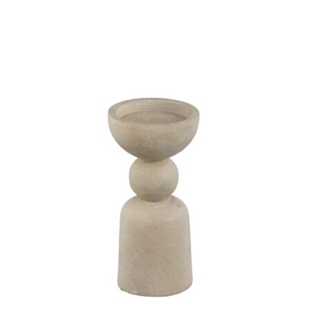 Beige white wash aluminum candle holder, 6,5 x 3''
