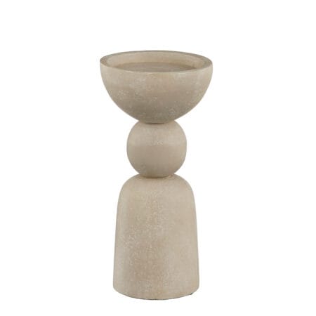 Beige white wash aluminum candle holder, 9 x 4,5''