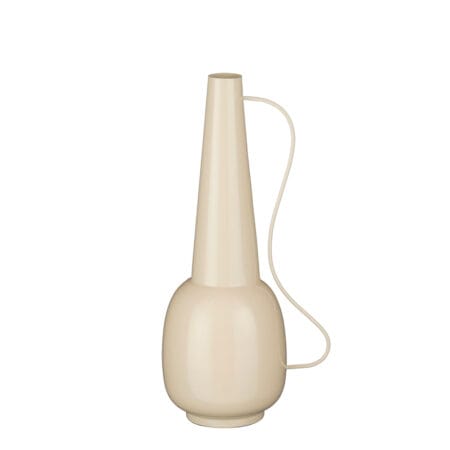 Vase en fer crème avec poignée fait main, 17 x 9,5''