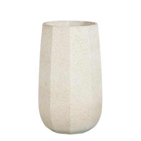 Vase crème géométrique en ciment moucheté, 11 x 6''