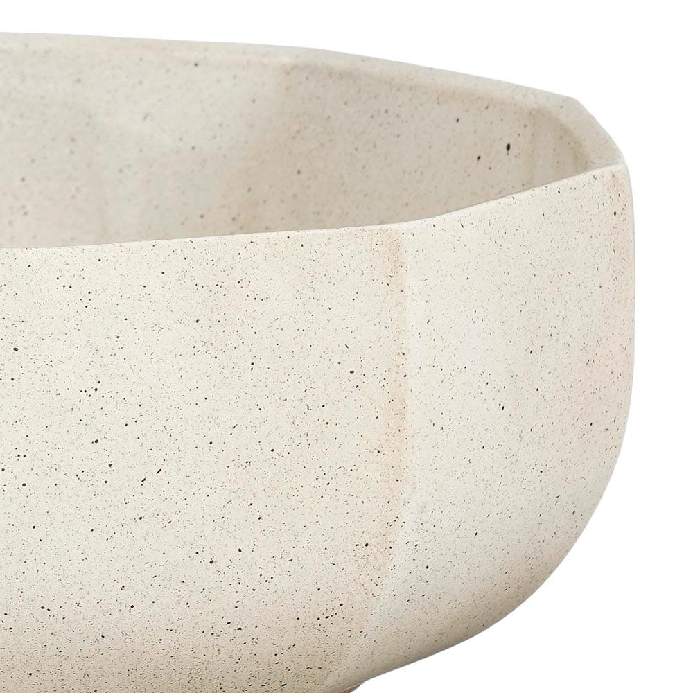 Bol crème géométrique en ciment moucheté - Décors Véronneau