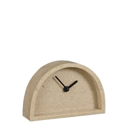 Horloge de bureau en polyrésine beige, 4,5 x 7,5''