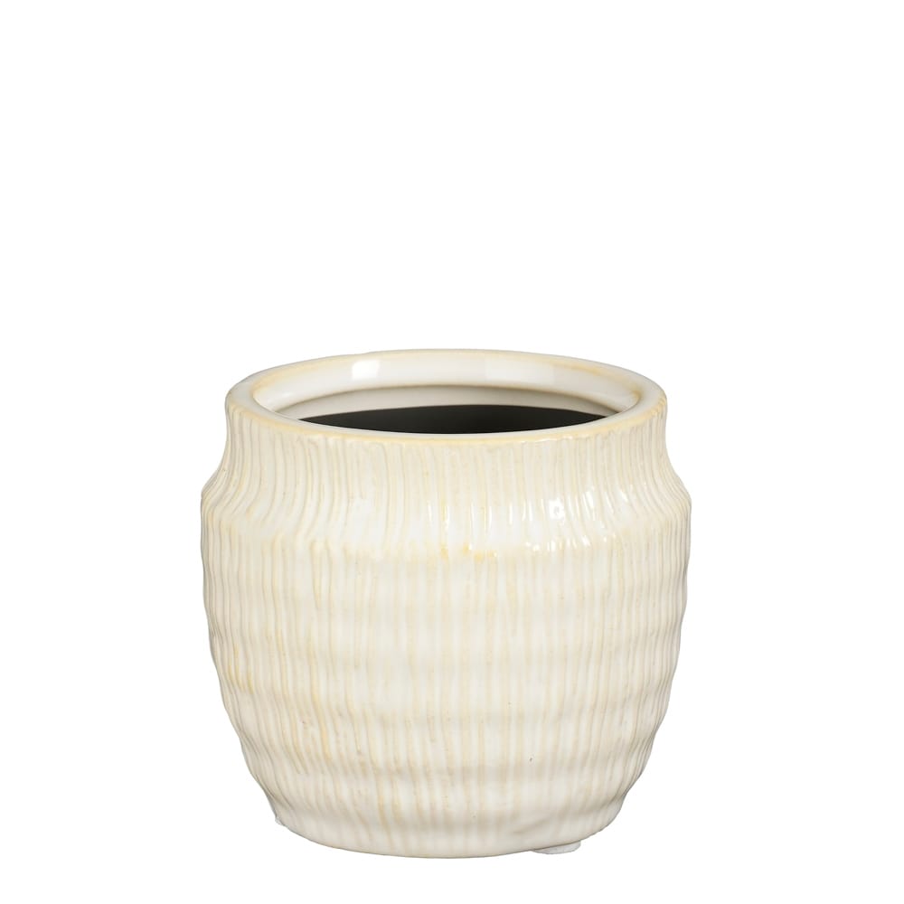 Mini cache-pot blanc en céramique à relief - Décors Véronneau